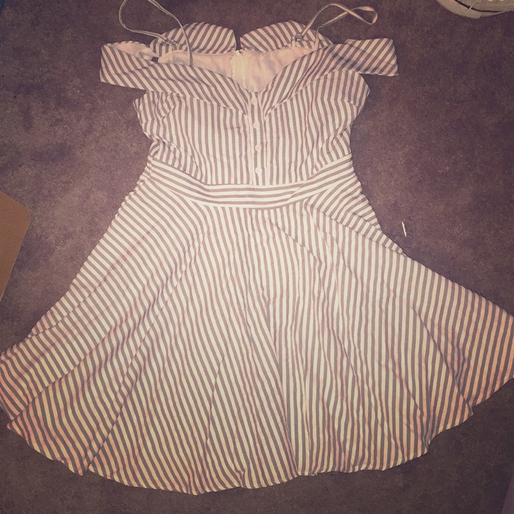 Gray and white stripe dress